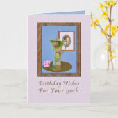 誕生日、90位、投手とバラ カード (黄色い花)