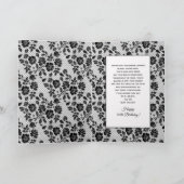 誕生日- 90 – 写真挿入 – 白黒フローラ カード (内部)