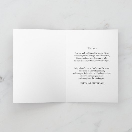 誕生日, 90th, Rough-leaged hawk カード (内部)