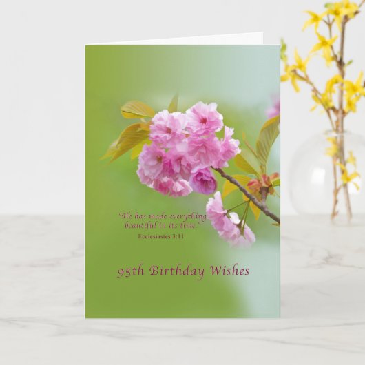 誕生日, 95th,さくらんぼの花，宗教的カード カード (黄色い花)