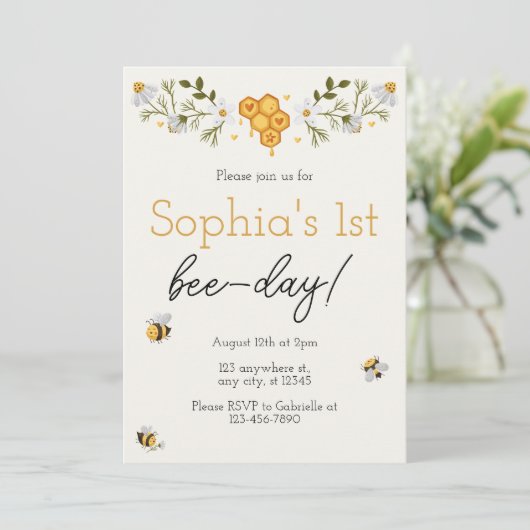 誕生日「Bee-Day」招待状 招待状 (スタンド正面)