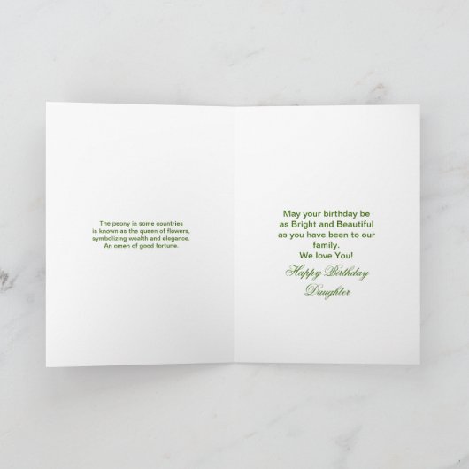 誕生日- DAUGHTER-IN-LOVE - PEONIES/BOW カード (内部)