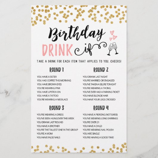 誕生日 DRINK IF カスタマイズ可能 誕生日パーティーゲーム (正面)