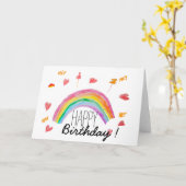 誕生日- Rainbow - 空白の – マット カード (黄色い花)