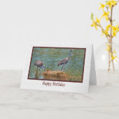 誕生日、Sandhillクレーン家族カード カード (黄色い花)