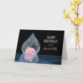 誕生日- SECRET PAL - LOTUS FLOWER IN WATERDROP カード (黄色い花)