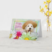 誕生日- SECRET PAL - PUPPY/FLOWERS/SUNHAT カード (黄色い花)