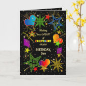 誕生日、SON、抽象芸術銀河系 カラフル、 カード (黄色い花)