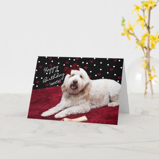 誕生日- SWEETY - GOLDEN DOODLE カード (黄色い花)