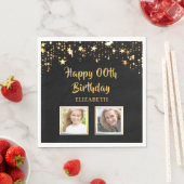 誕生日ANY AGE Then And Now Photos金ゴールド星 スタンダードランチョンナプキン (インサイチュ)