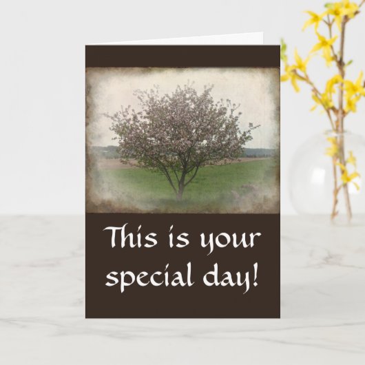 誕生日Apple Treeの開花 カード (黄色い花)