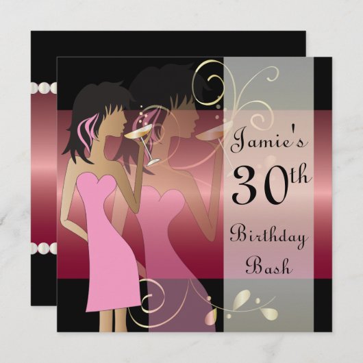 誕生日Bashパーティー 招待状 (正面/裏面)