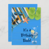 誕生日Bashプールパーティー 招待状 (正面/裏面)