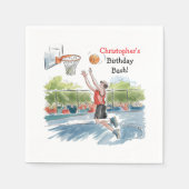 誕生日Bash:バスケと誇大広告 スタンダードカクテルナプキン (正面)