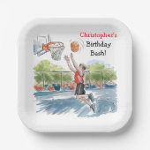 誕生日Bash:バスケと誇大広告 ペーパープレート (正面)