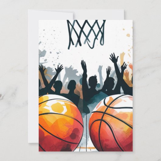 誕生日Bash:バスケと誇大広告 招待状 (裏面)