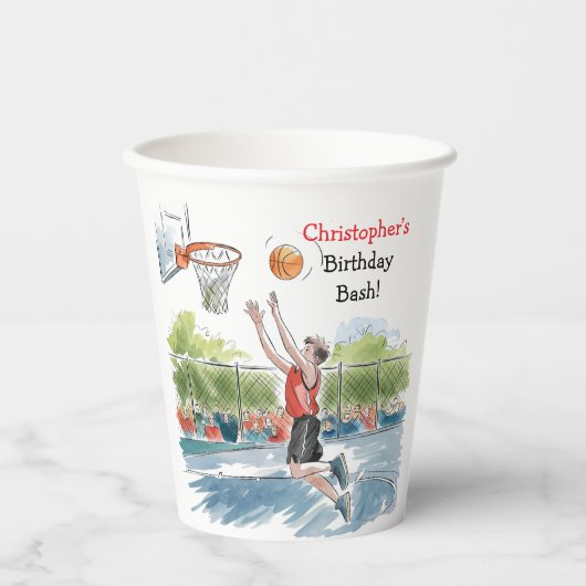 誕生日Bash:バスケと誇大広告 紙コップ (正面)