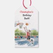誕生日Bash:バスケと誇大感謝 ギフトタグ (正面)