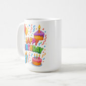 誕生日Bash:紙吹雪お祝いMug コーヒーマグカップ (正面左)