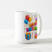 誕生日Bash:紙吹雪お祝いMug コーヒーマグカップ (正面右)