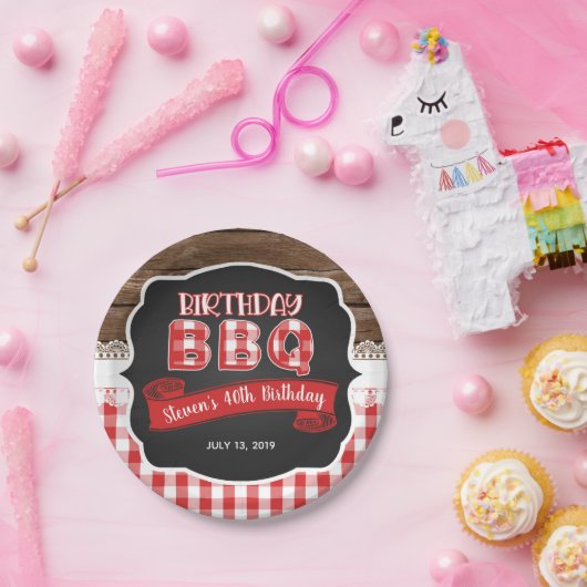 誕生日BBQ紙プレート – 赤 ペーパープレート (パーティー)