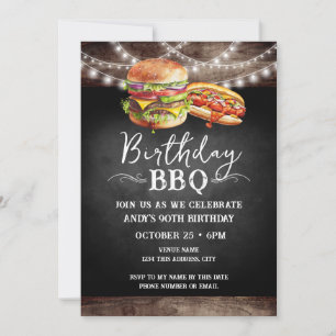 誕生日BBQ 90番目の誕生日招待状 招待状