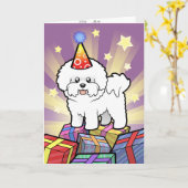 誕生日Bichon Frise カード (黄色い花)