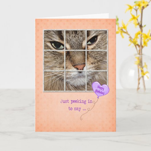 誕生日catウィンドウ カード (黄色い花)