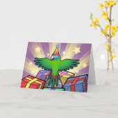 誕生日Conure/Lorikeet/オウム カード (黄色い花)