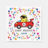 誕生日DUCKレースカーボーイレッドレーシングキッド名 スタンダードカクテルナプキン (正面)