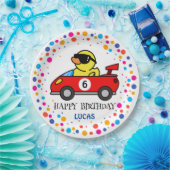 誕生日DUCKレースカーボーイレッドレーシングキッド名 ペーパープレート (パーティー)