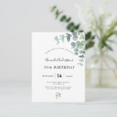 誕生日eucaluptus geenery白い招待 ポストカード (スタンド正面)