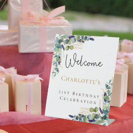 誕生日eucalyptus緑の歓迎スクリプト 台座サイン