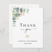 誕生日eucalyptus緑の金ゴールドユーザ ポストカード (正面/裏面)