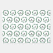 誕生日eucalyptus greeneryリース名スクリプト ラッピングペーパーシート (正面3)