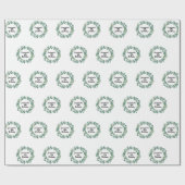 誕生日eucalyptus greeneryリース名スクリプト ラッピングペーパー (フラット)