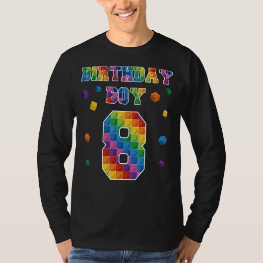 誕生日for少年8年誕生日少年建物Bl Tシャツ (正面)