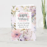 誕生日for Friend Flower Garden Bible Verse カード<br><div class="desc">友人の誕生日カードは、パステルピンク、ラベンダー、白い花の美しい表示をカード全体に描く。聖書の詩の箴言27:9を特集している。「甘い友情は魂をリフレッシュする。 内側の聖なる書物、 経典箴言27:17,  "友人は互いの心を研ぐ。 あいさつ文は手パーソナライズされたのメッセージに対して削除また書は可能である。</div>