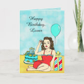 誕生日for Himセクシーピンナップレトロレディ カード (正面)