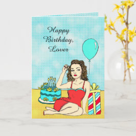 誕生日for Himセクシーピンナップレトロレディ カード
