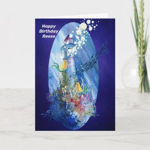 誕生日for Young Girl Light house Sea & Merids カード