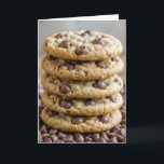 誕生日Friend Chocolate Chip Cookie カード<br><div class="desc">チョコレートチップクッキーの魅力的なタワーは、豊富なチョコレートチップの散水で楽しく囲まれた。すべての文字は変更できる。</div>