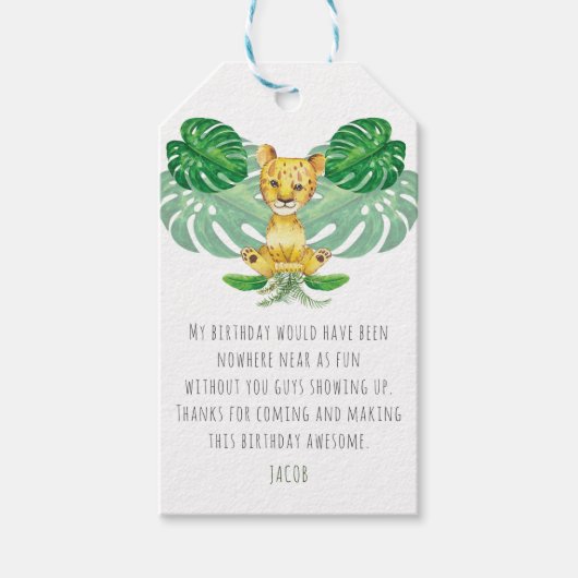 誕生日Iバプティスマライオンイラストレーション ギフトタグ (正面)