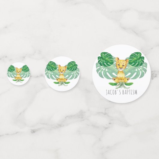 誕生日Iバプティスライオンイラストレーション パーソナライズされた コンフェッティ (正面)