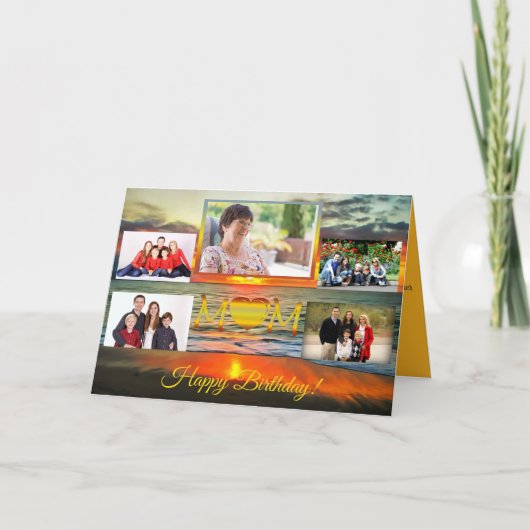 誕生日Mom 1738コラージュグリーティングカード カード (正面)