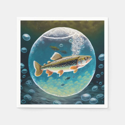 誕生日O-Fish-ally魚釣りをテーマにしたパーティー スタンダードカクテルナプキン (正面)