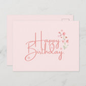 誕生日PInkフラワーポストカード ポストカード (正面/裏面)