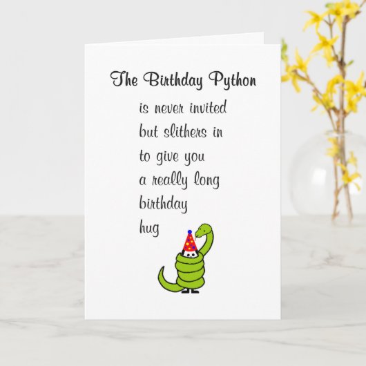 誕生日Python Aおもしろいハッピーバースデー詩 カード (黄色い花)