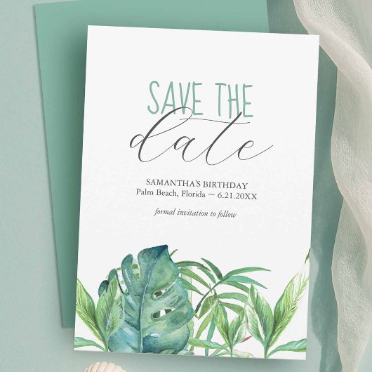 誕生日Save The Date Cards Tropicalテーマ セーブザデート