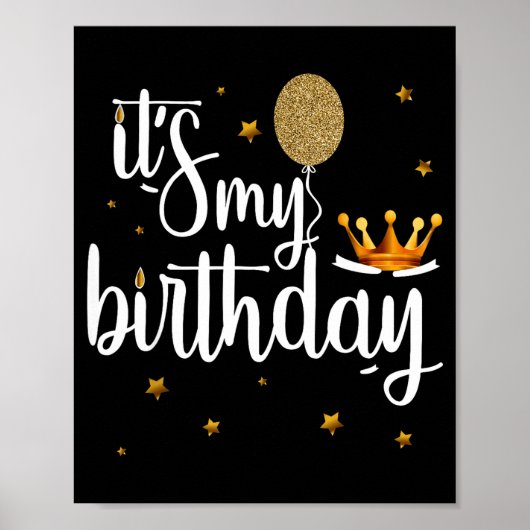 誕生日Tシャツ 女性 少女 キッズ 面白い 王冠 ポスター (正面)